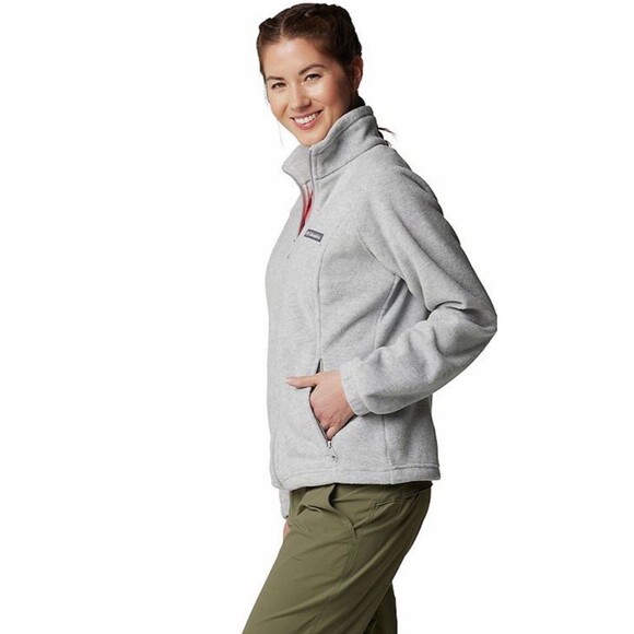 Columbia Women’s Plus size 1X Full Zip Fleece Light Gray Jacket - Picture 1 of 9